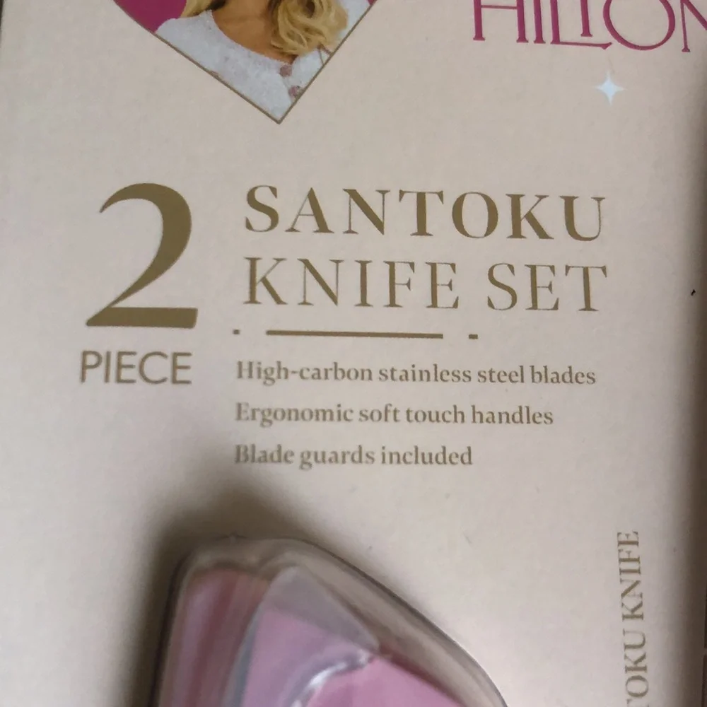 Paris Hilton Pink Santoku Knife Set with Protective Sheaths